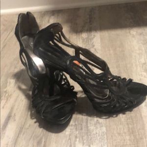 Black Strappy Heels Size 9
